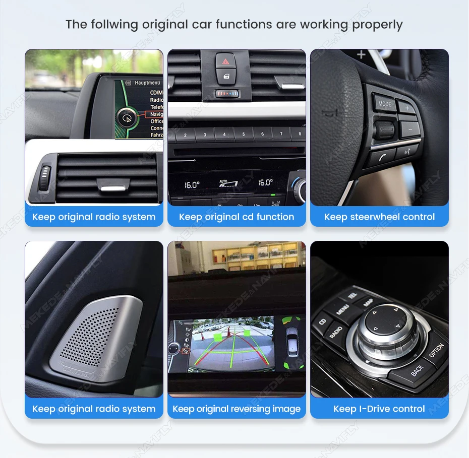 1920*720 Multimedia-Display-Bildschirm, kabelloses CarPlay, Android Auto für BMW 5er F10 F11 2012-2017, WIFI, BT, Airplay, Mirror Link