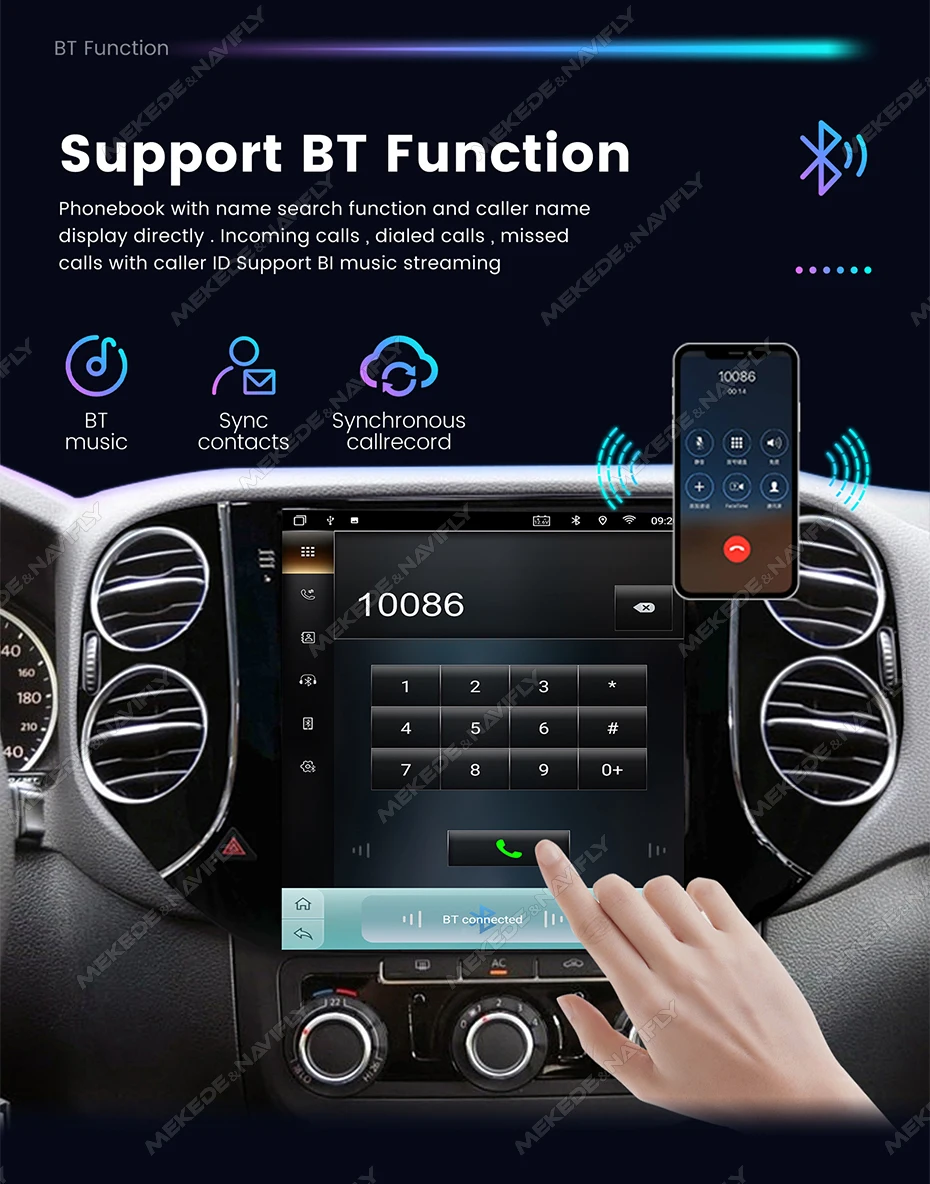 MEKEDE 9,7 Zoll Android 14 Autoradio für Volkswagen Tiguan 1 Nf 2007-2016 Carplay Auto Radio Navigation GPS BT Multimedia Stereo