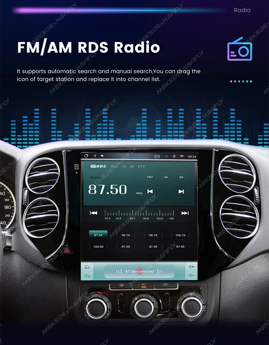 MEKEDE 9,7 Zoll Android 14 Autoradio für Volkswagen Tiguan 1 Nf 2007-2016 Carplay Auto Radio Navigation GPS BT Multimedia Stereo
