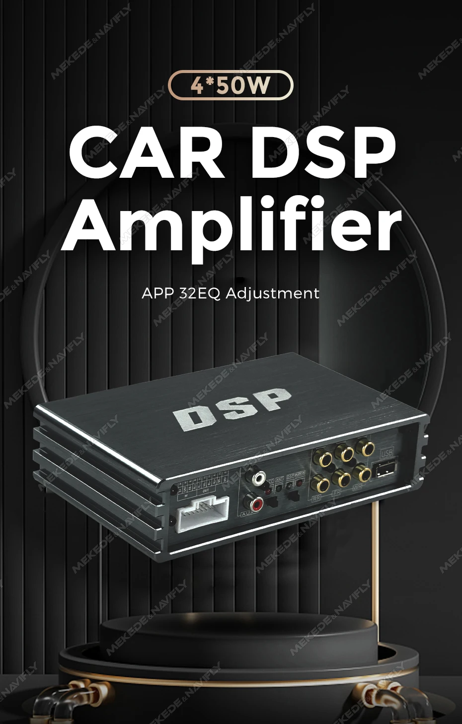 Neuer 4*50W 20-Pin Auto-DSP-Verstärker APP 32EQ-Einstellung für Android-Autoradio Multimedia-Videoplayer unterstützt HPF/LPF/AUX/USB/BT