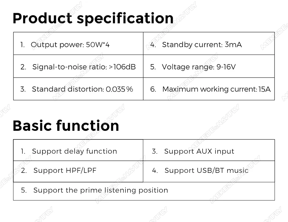 Neuer 4*50W 20-Pin Auto-DSP-Verstärker APP 32EQ-Einstellung für Android-Autoradio Multimedia-Videoplayer unterstützt HPF/LPF/AUX/USB/BT