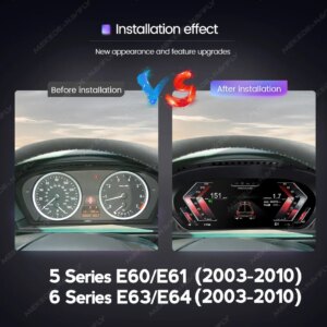 Alternative view of 12,3 Zoll LCD Digital Dashboard Für BMW 5/6 Serie E60 E61 E63 E64 2003-2010 CCC CIC System Blau Licht Bildschirm Kilometerzähler