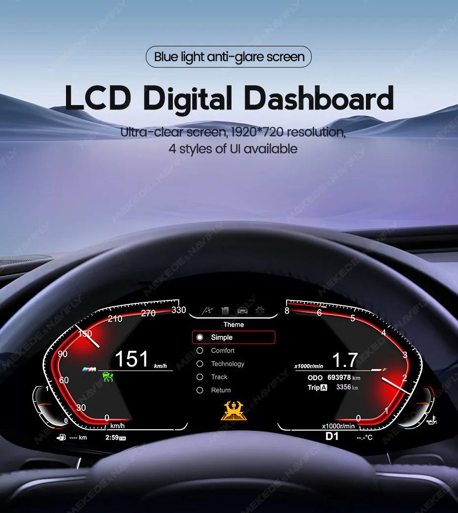 MEKEDE LCD Digital Dashboard Für BMW F10 F11 F18 F01 F02 F03 F06 F07 F12 F13 F15 F16 F25 F26 Unterstützung Fahrzeug Informationen Display
