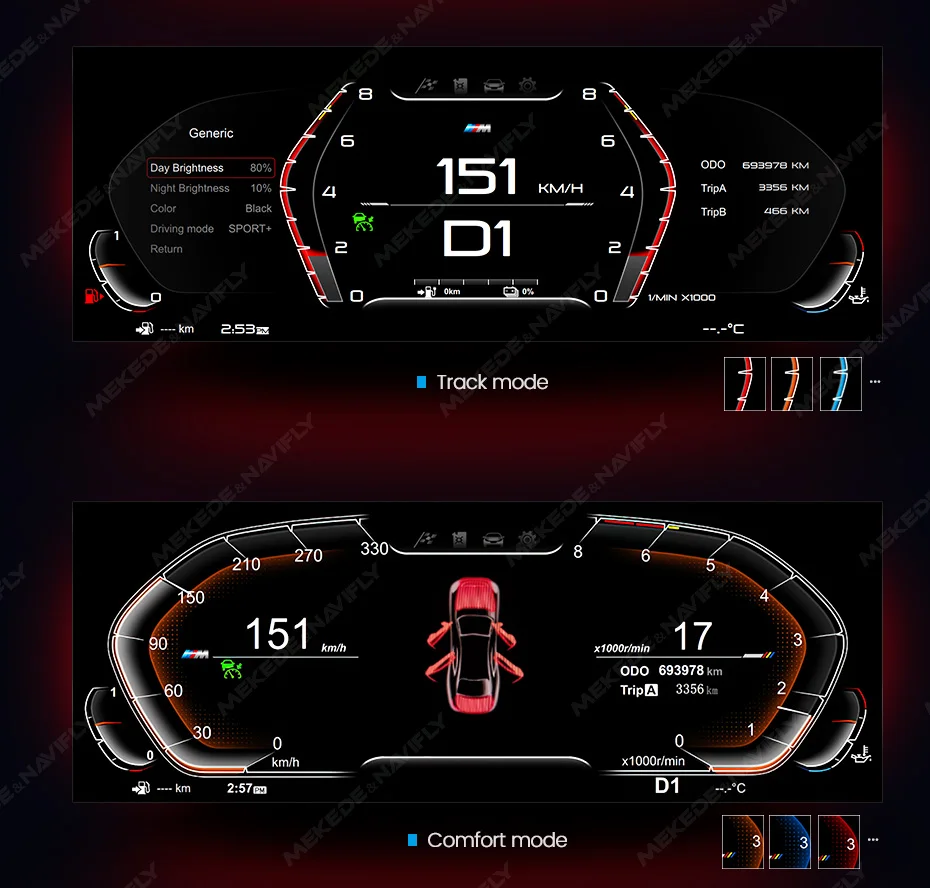 MEKEDE LCD Digital Dashboard Für BMW F10 F11 F18 F01 F02 F03 F06 F07 F12 F13 F15 F16 F25 F26 Unterstützung Fahrzeug Informationen Display