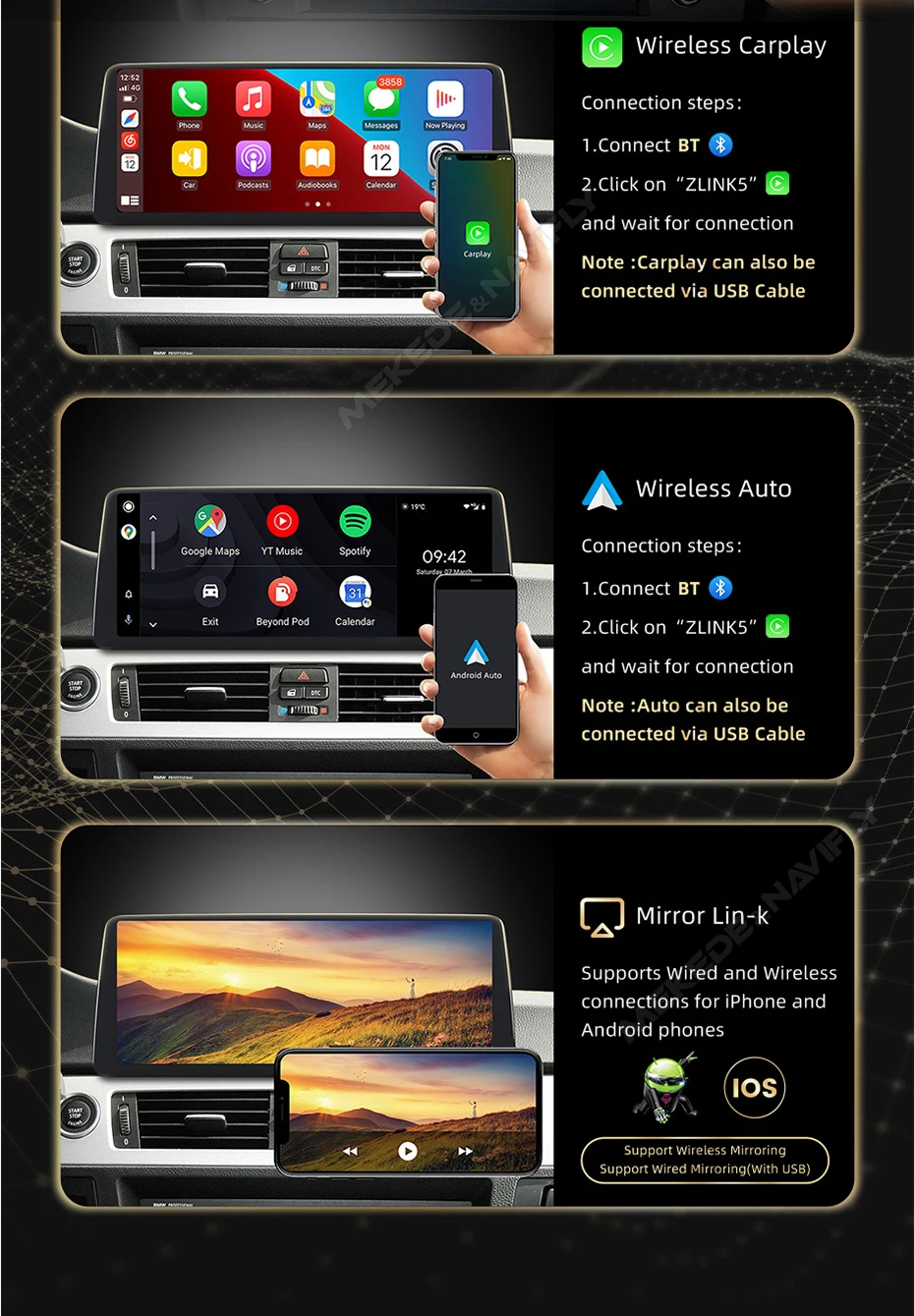MEKEDE Android Autoradio für BMW X5 E70 X6 E71 2007-2013 CCC CIC Carplay Android Auto Qualcomm 680 Multimedia Player GPS Stereo