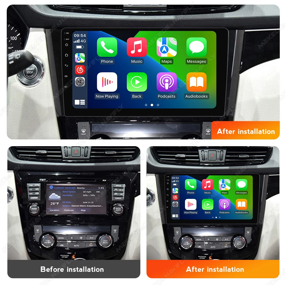 MEKEDE Android 14 Multimedia Video Player Für Nissan Qashqai J11 X-Trail 3 T32 2013-2017 GPS Carplay Auto DSP RDS WIF Auto Radio