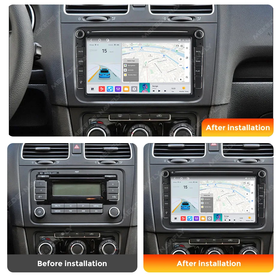 MEKEDE 8 Zoll 8 + 256 GB QLED Android 14 Autoradio für Volkswagen Passat B6 T5 B7 B5 Golf 5 6 Caddy Polo Jetta Skoda CarPlay DSP 4G