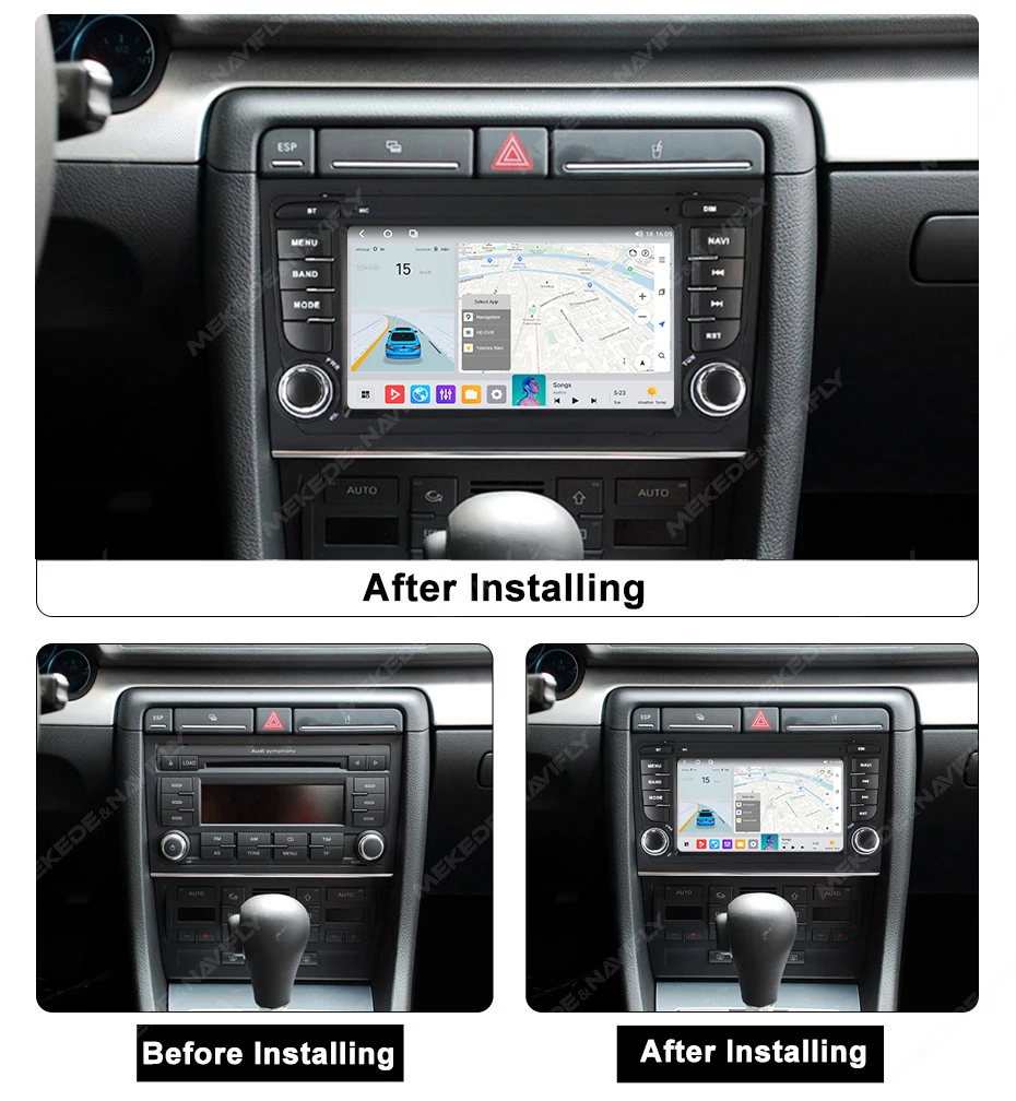MEKEDE 2Din 7 Zoll Android 14 8 + 256GB Auto Radio Für Audi A4 B8 B7 B6 S4 RS4 2000-2009 SEAT Exeo 4G DSP RDS CarPlay GPS Autoradio