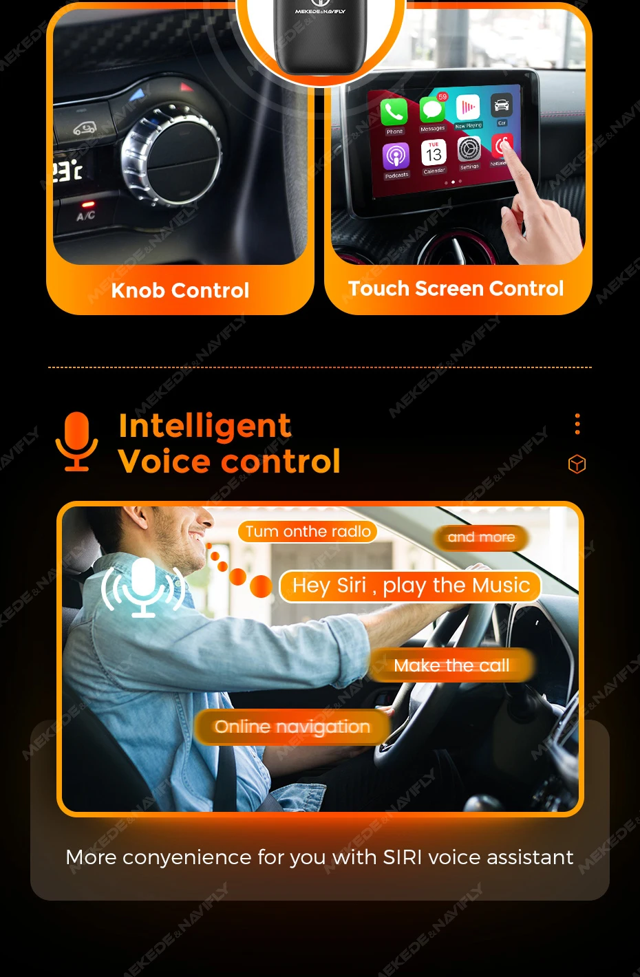 (Eu stock) navifly neue drahtlose Carplay Android Auto Adapter intelligente Mini-Box Plug-and-Play-WLAN schnell verbinden tf universal