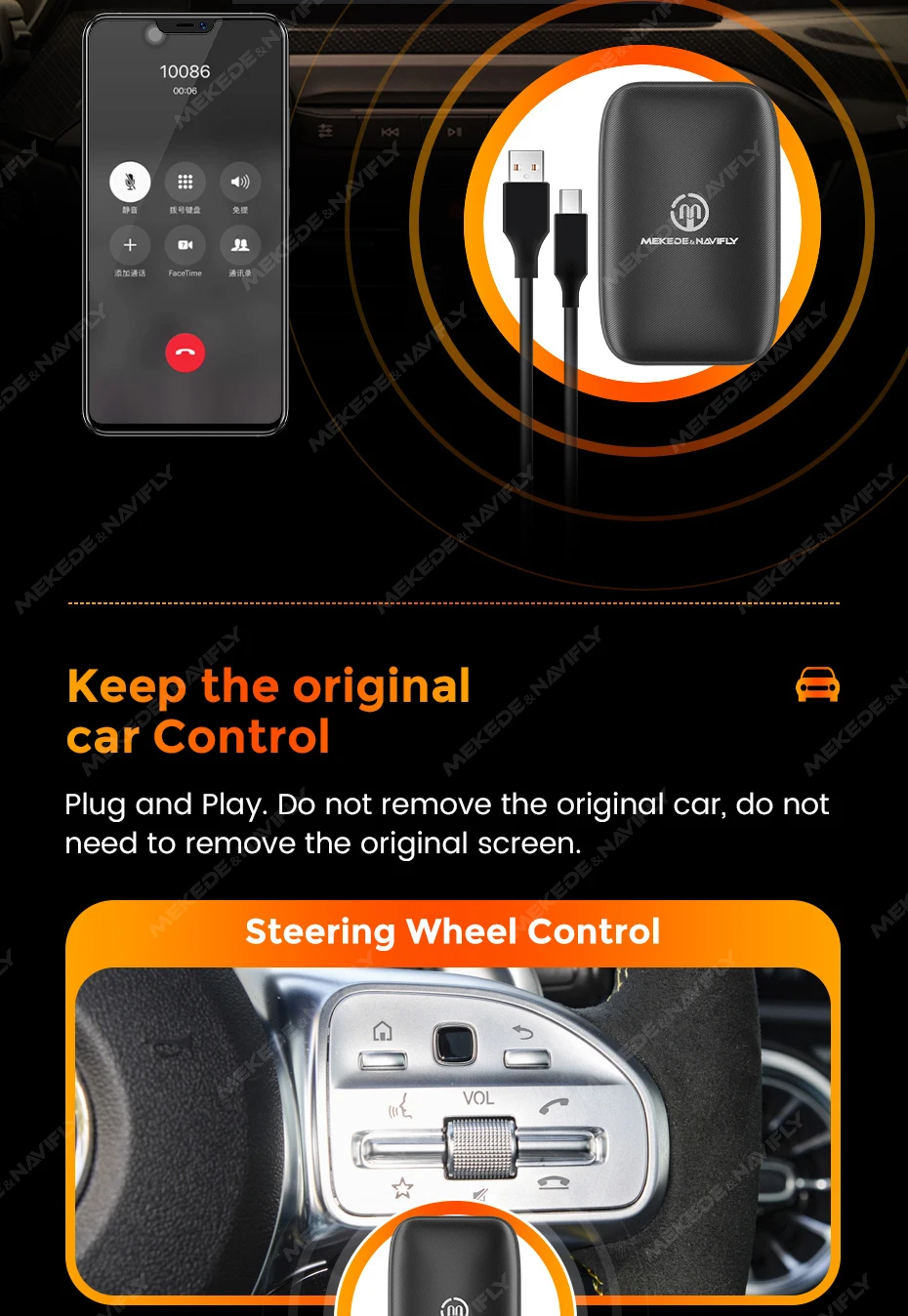 (Eu stock) navifly neue drahtlose Carplay Android Auto Adapter intelligente Mini-Box Plug-and-Play-WLAN schnell verbinden tf universal
