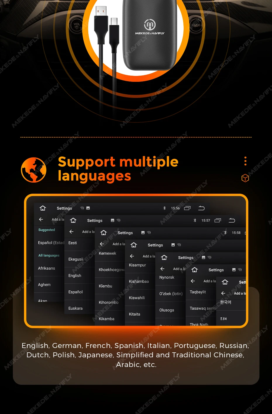 (Eu stock) navifly neue drahtlose Carplay Android Auto Adapter intelligente Mini-Box Plug-and-Play-WLAN schnell verbinden tf universal