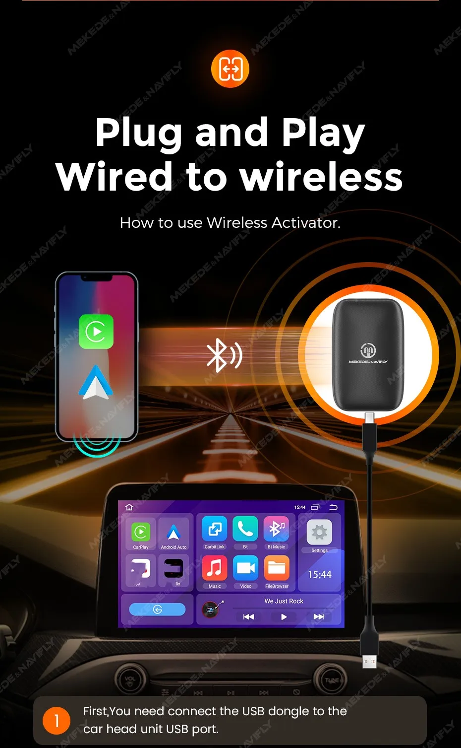(Eu stock) navifly neue drahtlose Carplay Android Auto Adapter intelligente Mini-Box Plug-and-Play-WLAN schnell verbinden tf universal