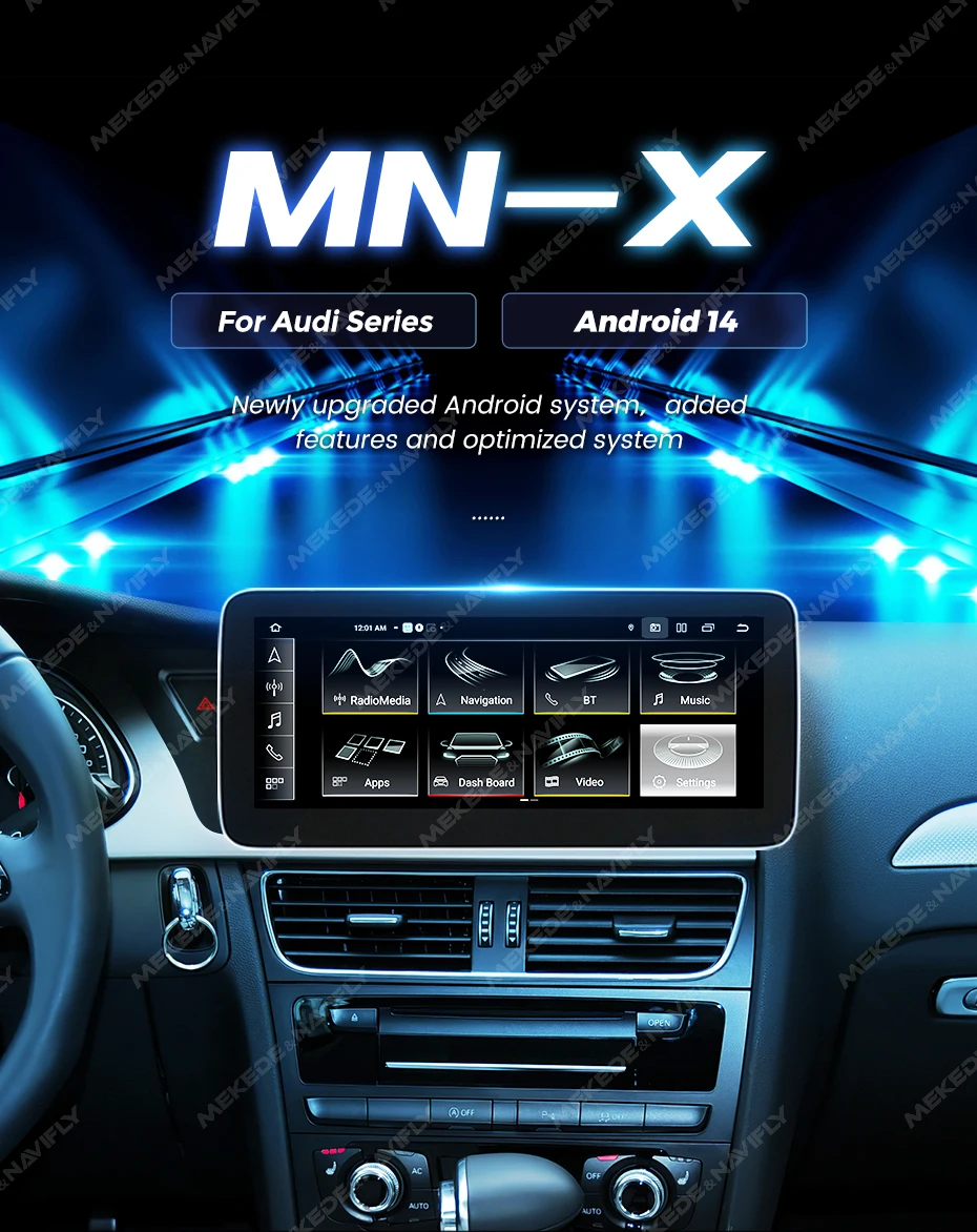 Navifly 8,8 Zoll Original-Stil Radio Wireless Carplay Auto Android 14 für Audi Q5 5,0-8 core BT GPS DSP Multimedia
