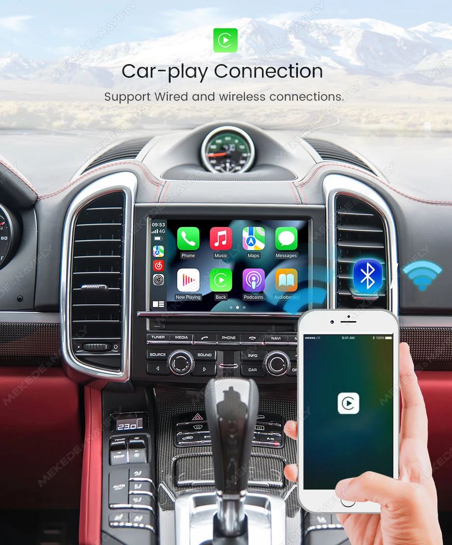 MEKEDE Kabelloses Carplay Android Auto für Porsche Cayenne Cayman Macan Boxster Panamera 911 997 978 PCM3.0 PCM3.1 PCM4.0 GPS Navigationssystem