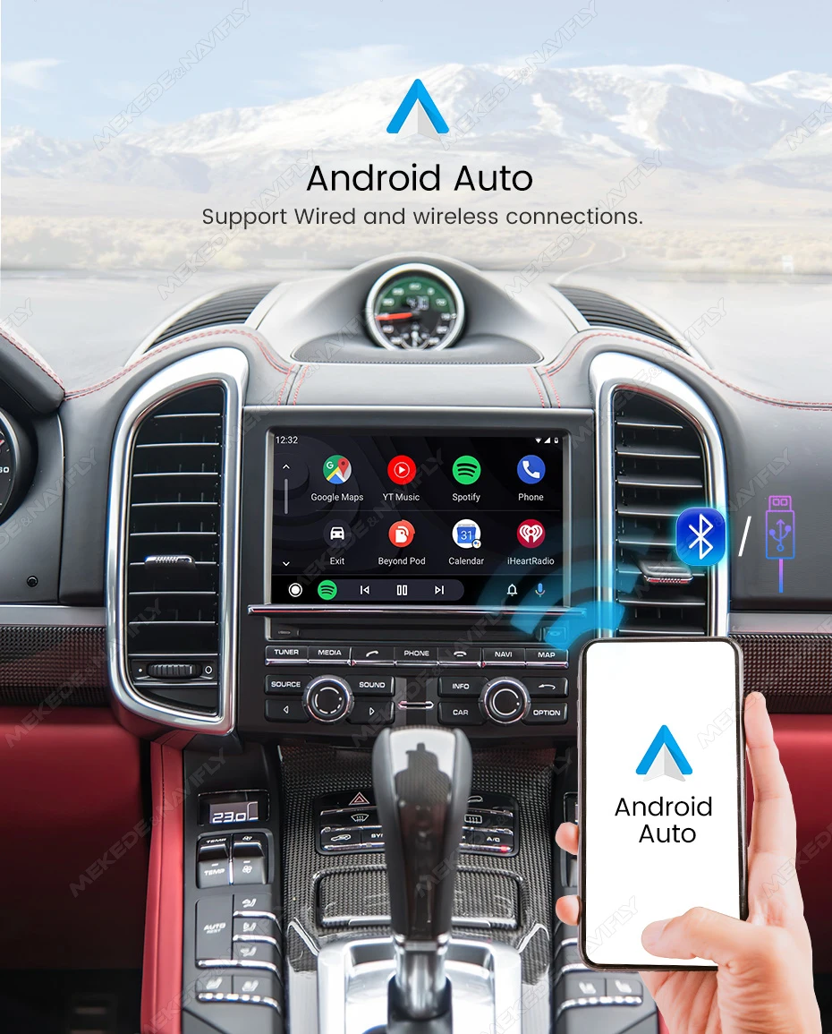 MEKEDE Kabelloses Carplay Android Auto für Porsche Cayenne Cayman Macan Boxster Panamera 911 997 978 PCM3.0 PCM3.1 PCM4.0 GPS Navigationssystem