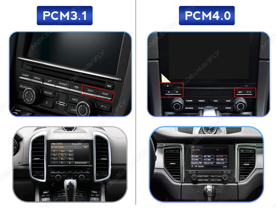 MEKEDE Kabelloses Carplay Android Auto für Porsche Cayenne Cayman Macan Boxster Panamera 911 997 978 PCM3.0 PCM3.1 PCM4.0 GPS Navigationssystem