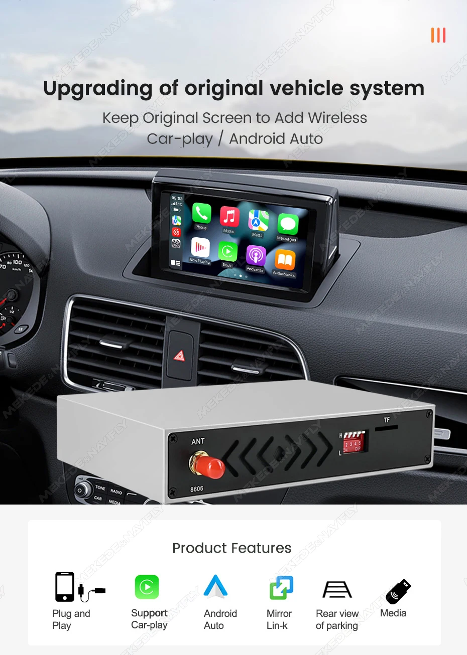 MEKEDE Drahtlose CarPlay Für Audi A1 Q3 A4 A5 Q5 MMI 2G Android Auto Spiegel Link Original Kamera GPS Navigation Video Spielen Idirve