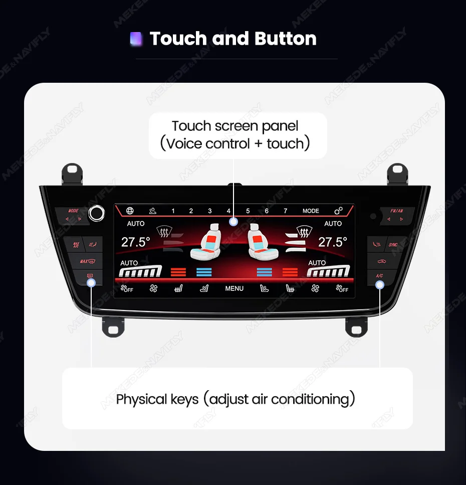 MEKEDE 8,8-Zoll-Klimaanlagenbildschirm für BMW 2er, 3er, 4er Serie, M3, M4 2013-2019, LCD-Digitalanzeige, Sprachsteuerung, Klimaanlagenregulierung