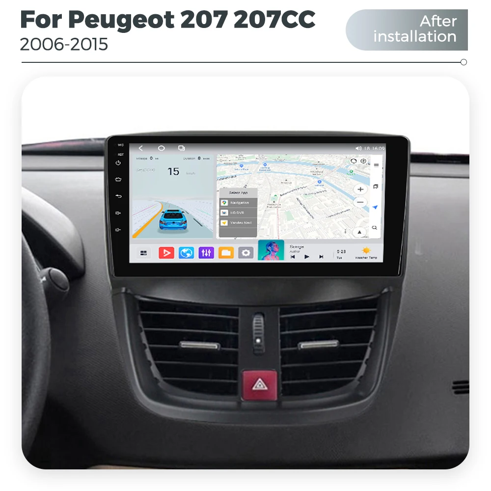 MEKEDE 8-Kern Android-System Autoradio für Peugeot 207 207CC 2006-2015 Kabelloses Carplay Auto-Multimedia-Player GPS RDS DSP WIFI