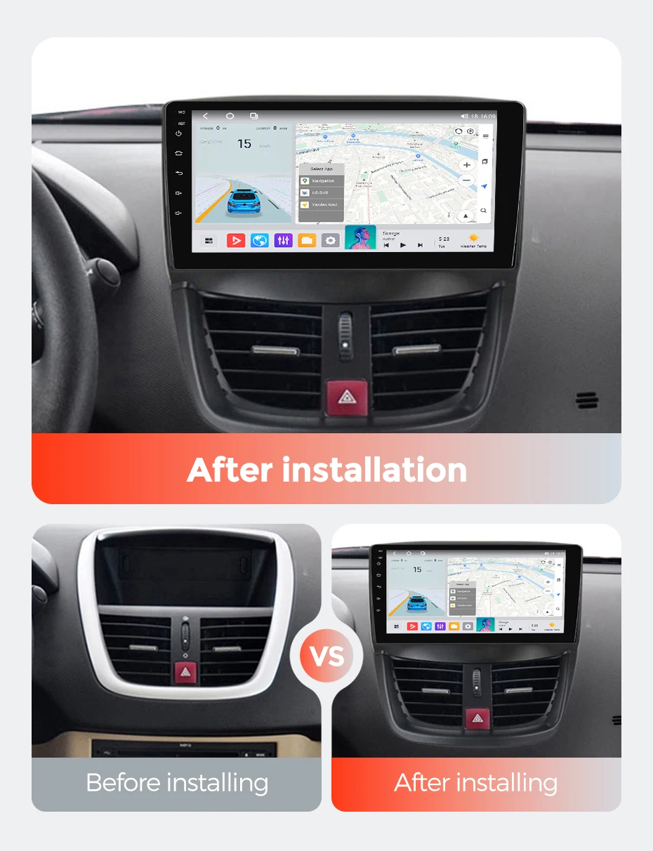MEKEDE 8-Kern Android-System Autoradio für Peugeot 207 207CC 2006-2015 Kabelloses Carplay Auto-Multimedia-Player GPS RDS DSP WIFI
