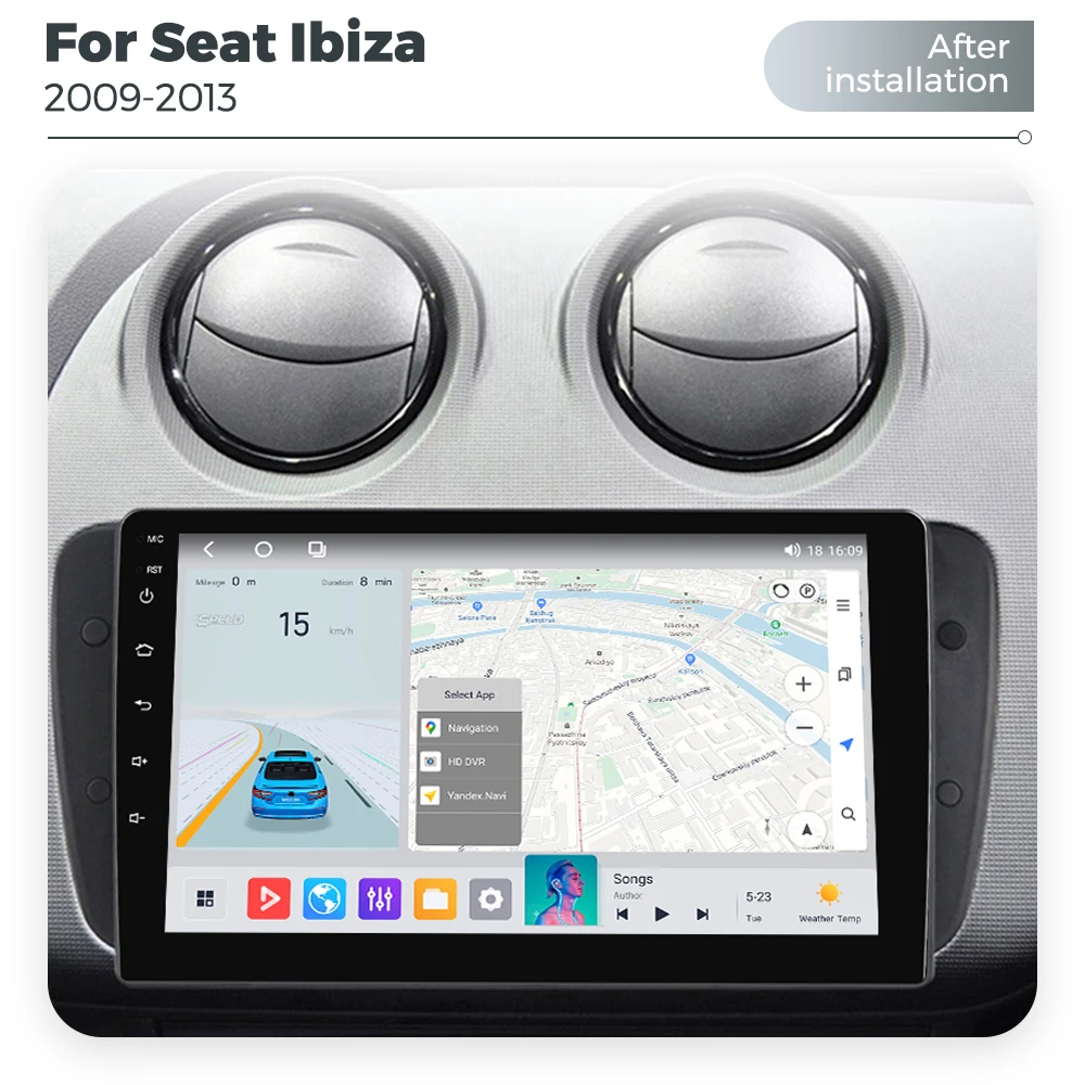 MEKEDE 9 Zoll 8-Kern Android Intelligentes System Autoradio für Seat Ibiza 6j 2009 - 2013 Wireless Carplay Auto GPS Navigation RDS DSP