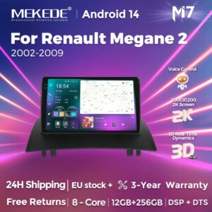 Android Autoradio für Renault Megane 2 2002-2009 GPS Drahtlose CarPlay Android Auto  4G WIFI Multimedia
