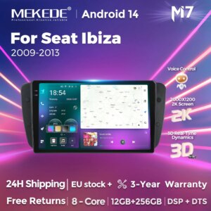 Android 14 CarPlay Auto-Navigationssystem GPS-Radio für Seat Ibiza 2009-2013