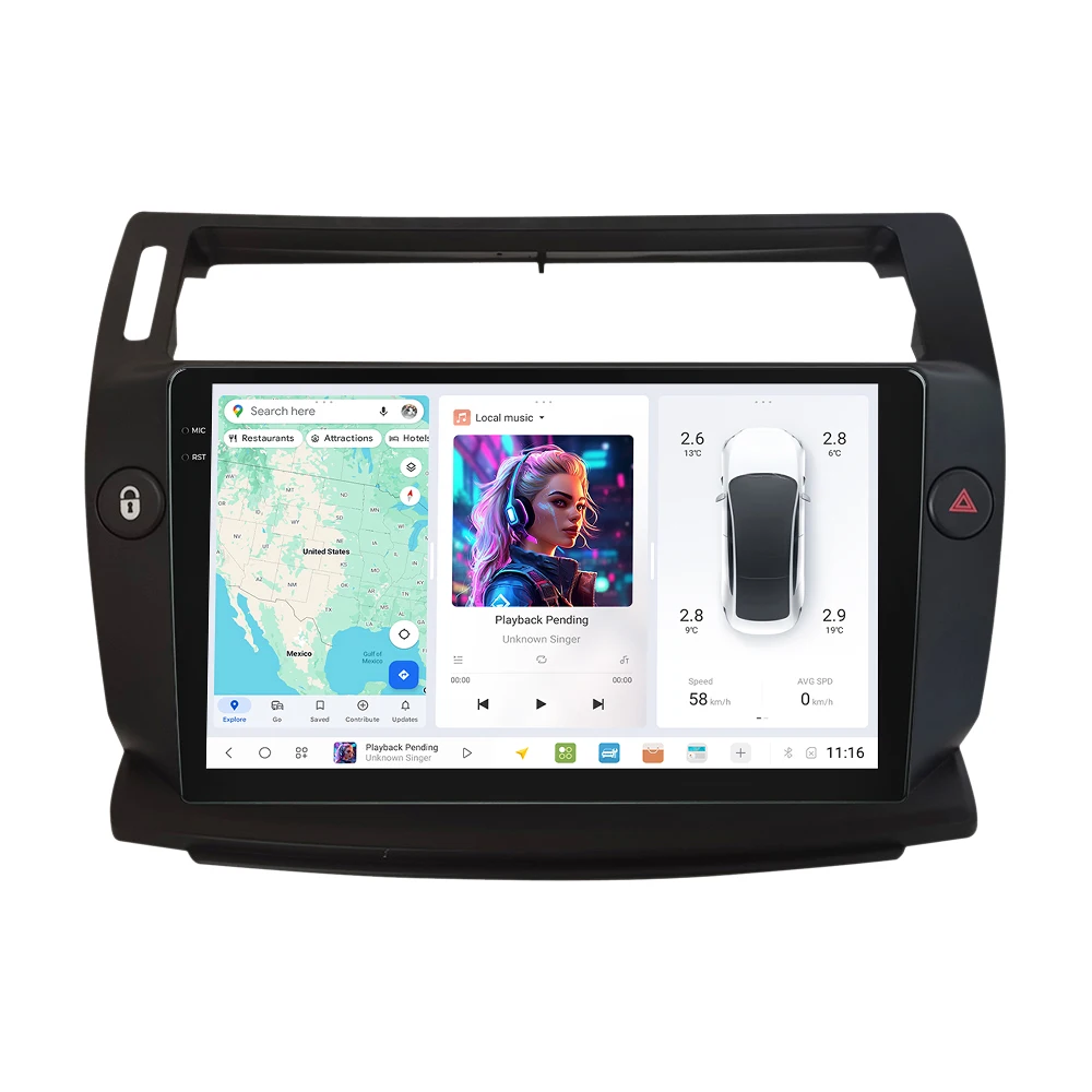 DUDUAUTO 8 Core UIS7870 2K Android 13 Drahtlose CarPlay Auto Auto Radio Für Citroen C4 C-Triomphe C-qualität 2004-2009 DSP RDS GPS
