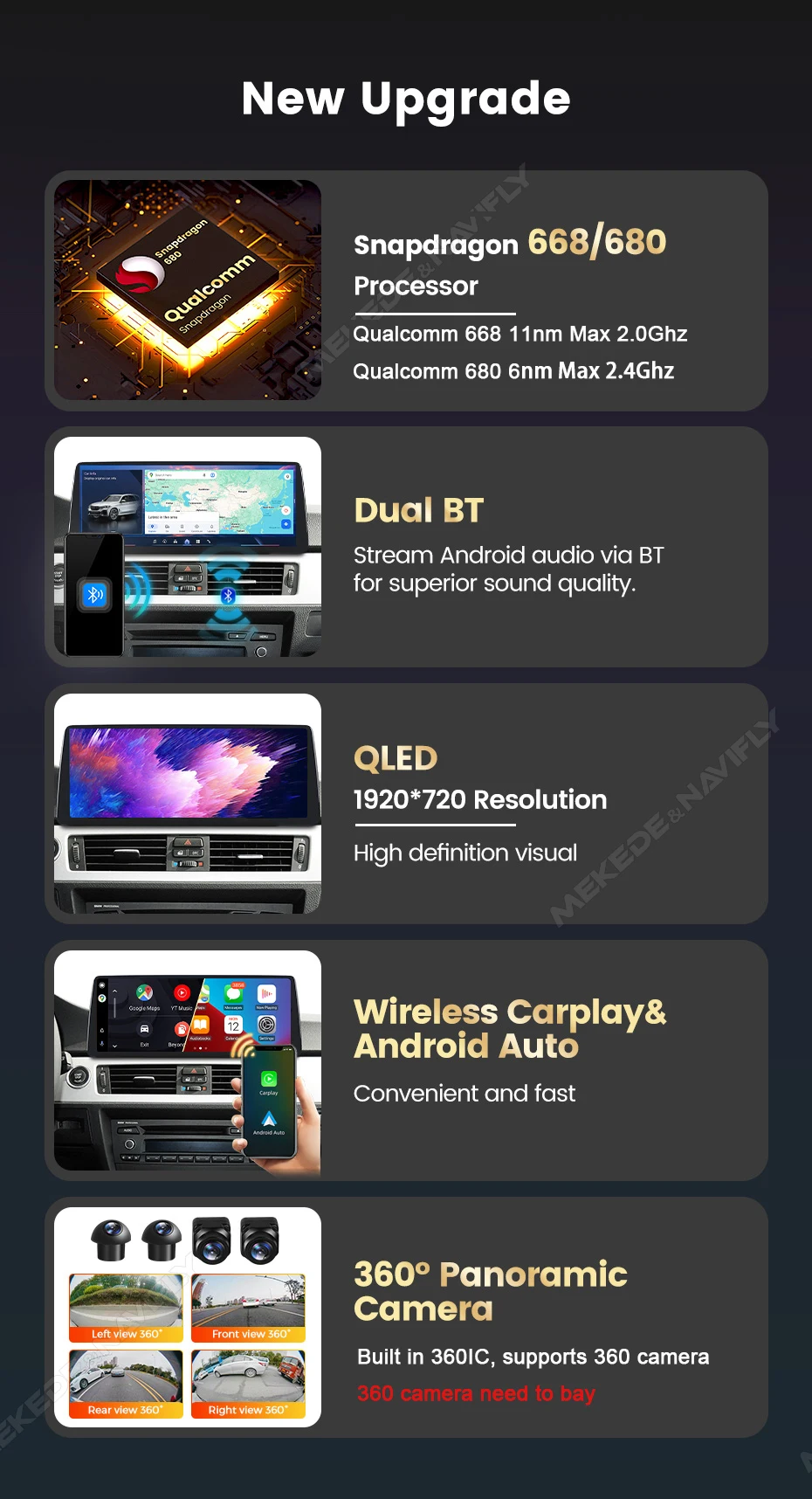 MEKEDE 128GB Snapdragon 680 Wireless Carplay Auto für BMW X1 F48 X2 F49 2016-2017 NBT/EVO Autoradio GPS-Navigation Dual BT DSP
