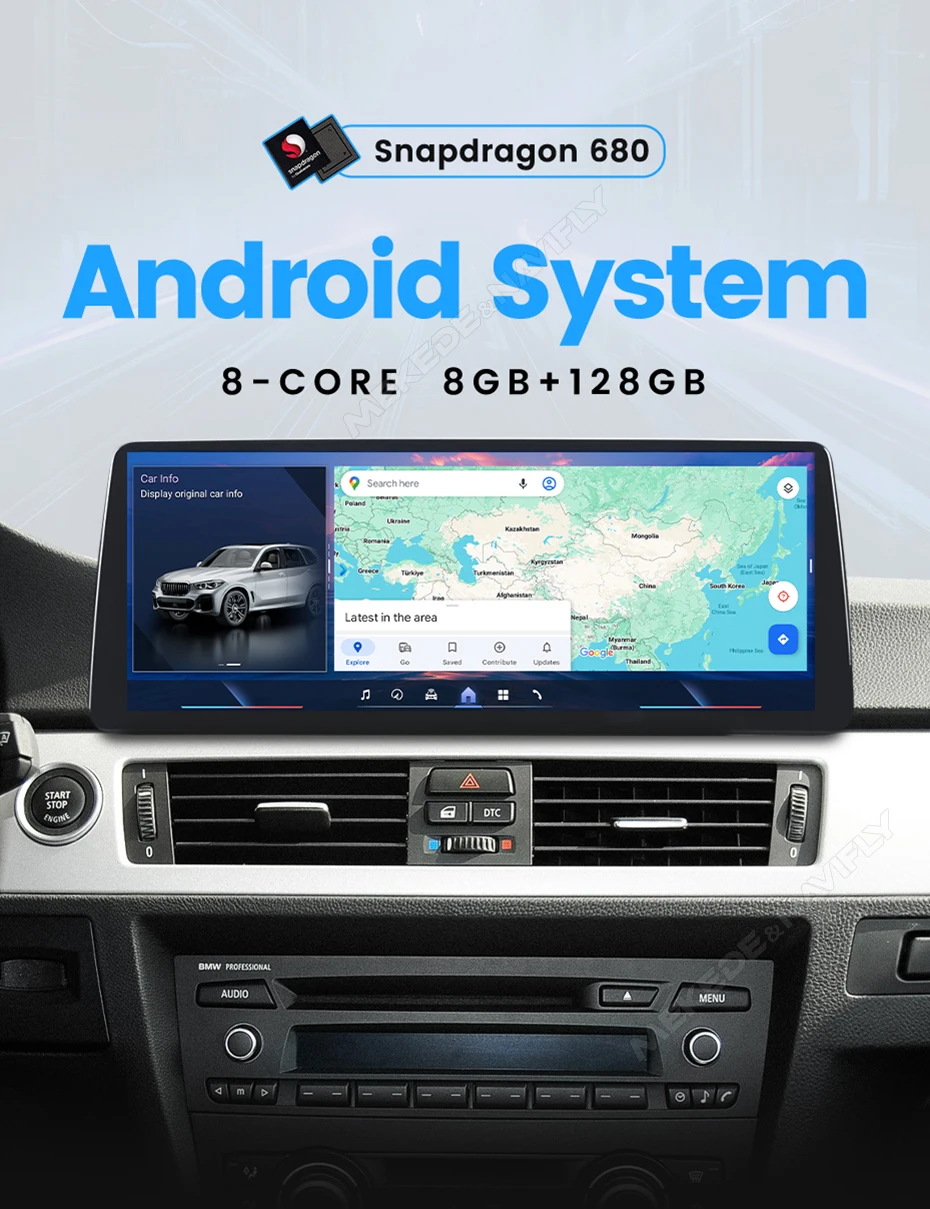 MEKEDE 128GB Snapdragon 680 Wireless Carplay Auto für BMW X1 F48 X2 F49 2016-2017 NBT/EVO Autoradio GPS-Navigation Dual BT DSP