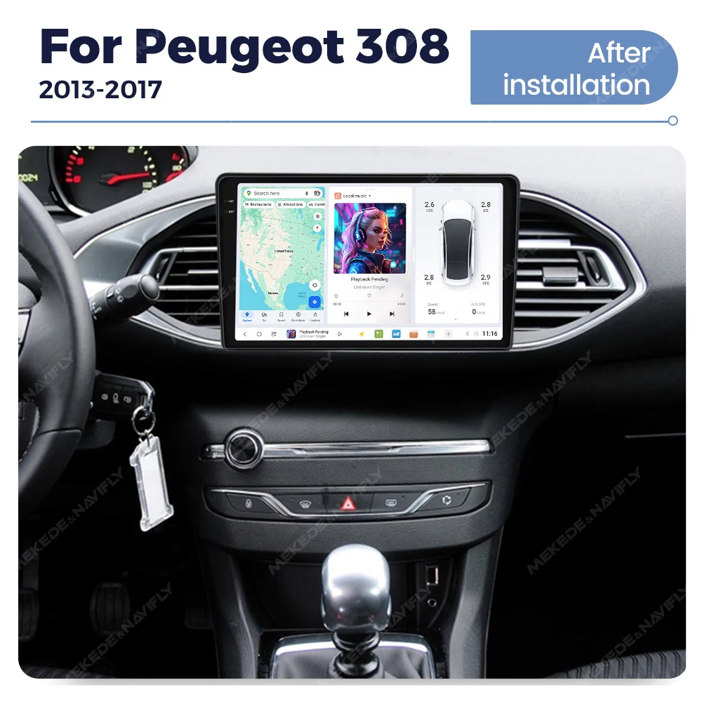 DUDUATO AI Voice Control 4G LTE Drahtlose CarPlay Android Auto Auto Radio Für Peugeot 308 2013-2017 GPS Navi BT DSP RDS FM Radio