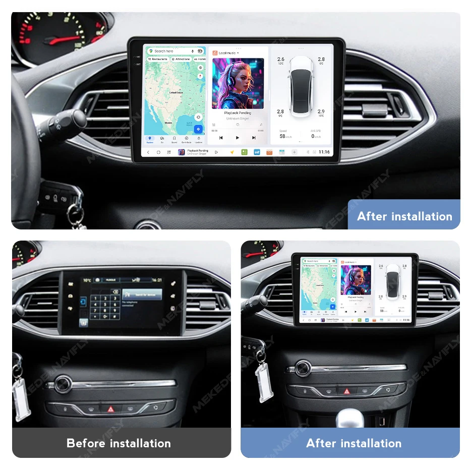 DUDUATO AI Voice Control 4G LTE Drahtlose CarPlay Android Auto Auto Radio Für Peugeot 308 2013-2017 GPS Navi BT DSP RDS FM Radio