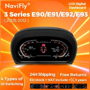 12,3 "1920*720 Blu-ray LCD Dashboard Für BMW 3er E90 E91 E92 E93 2005-2012 Unterstützung Fahrzeug Informationen Display Tachometer