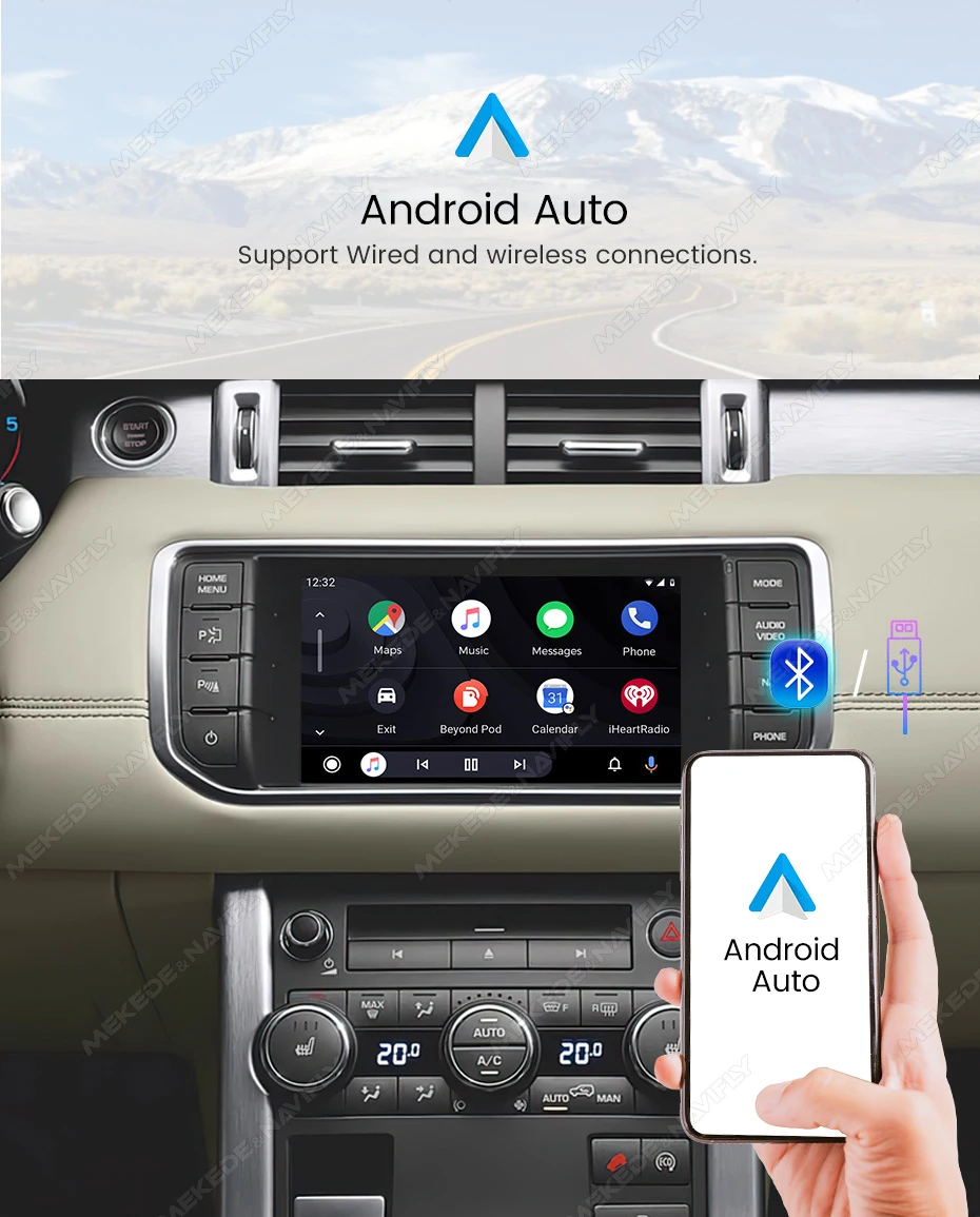 MEKEDE Drahtlose Carplay BOX Für Land Rover Jaguar Range Rover Evoque Discovery GPS Spiegel Link Sir Sprachsteuerung Android Auto