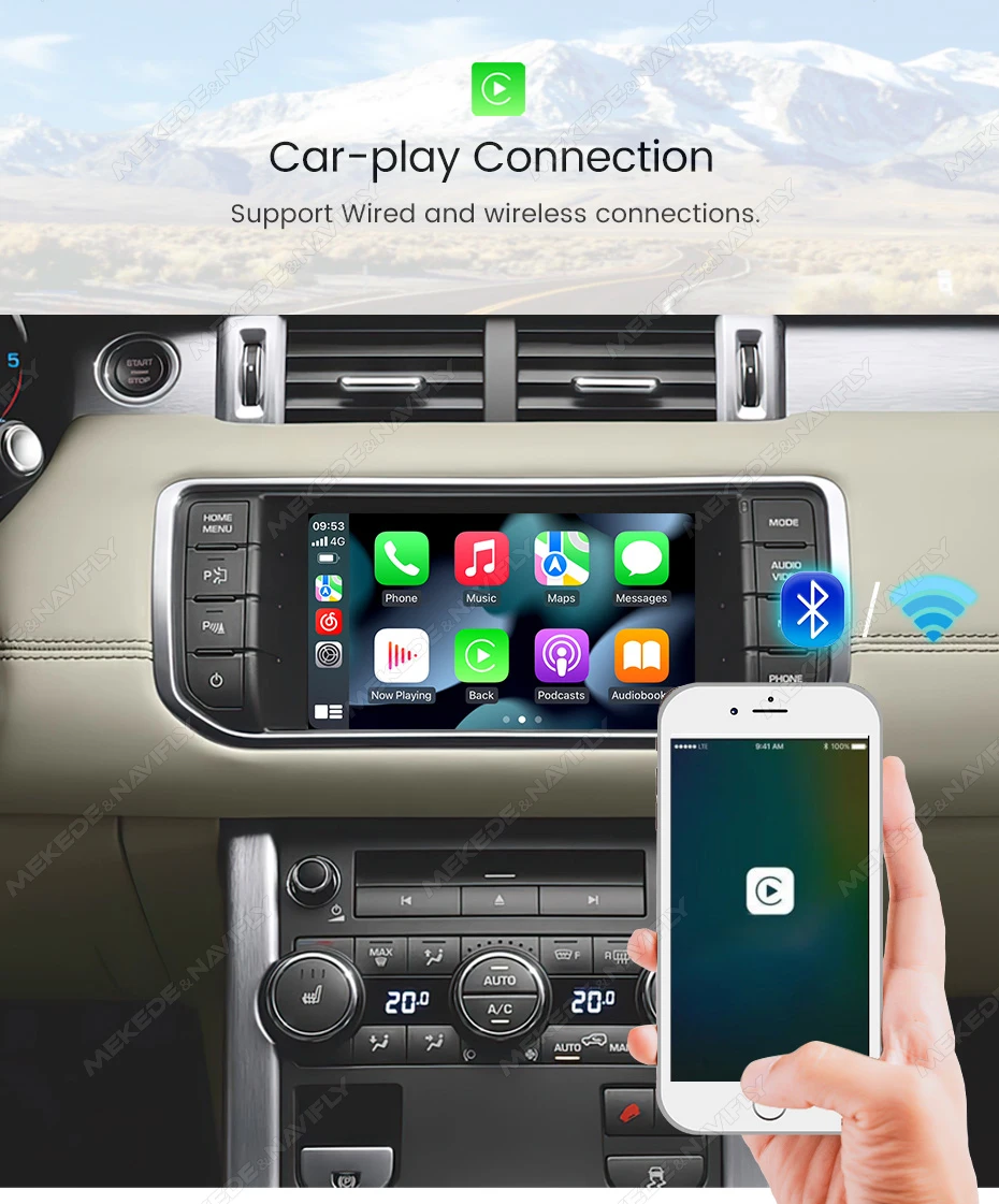 MEKEDE Drahtlose Carplay BOX Für Land Rover Jaguar Range Rover Evoque Discovery GPS Spiegel Link Sir Sprachsteuerung Android Auto