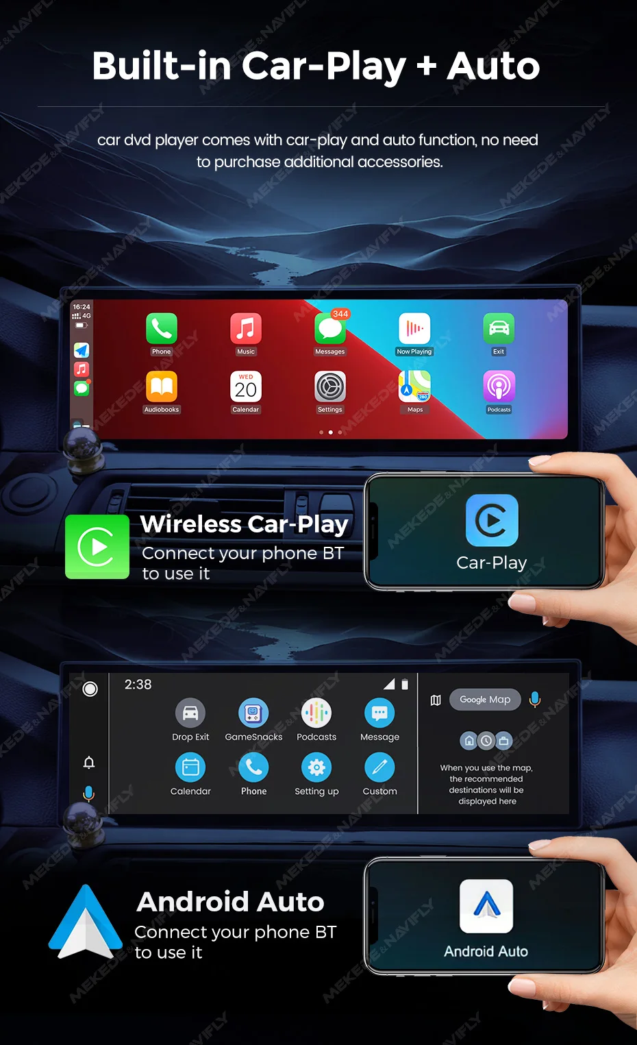MEKEDE Drahtlose CarPlay Android 14 3K Touchscreen Für BMW 1 Serie F20 F21 F22 F23 2016-2023 NBT EVO System WiFi GPS 4G BT Navi