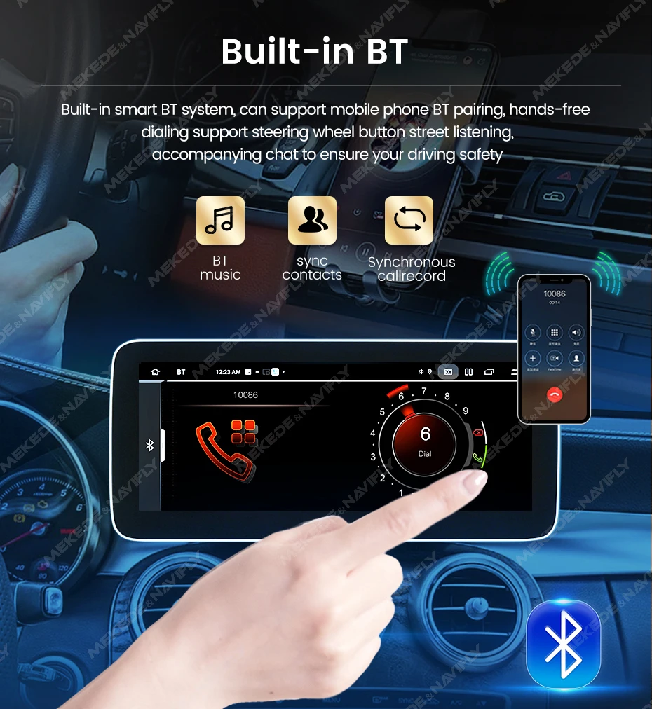 Navifly android 14 auto gps navi bildschirm für mercedes benz c klasse w204 s204 2008 - 2010 gps multimedia wireless carpaly auto wifi