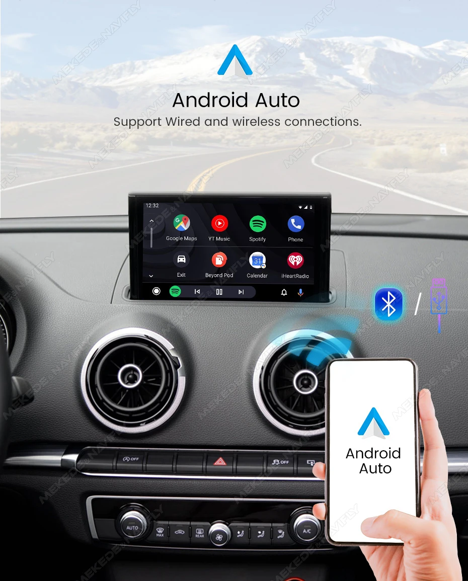 MEKEDE Für Audi A3 A4 A5 Q2 Q5L Q7 MIB System Unterstützung Drahtlose Carplay Android Auto OEM Upgrade Decoder Carplay Box Spiegel link