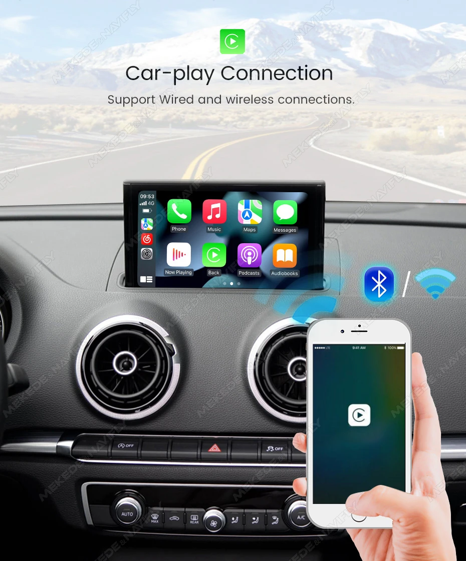 MEKEDE Für Audi A3 A4 A5 Q2 Q5L Q7 MIB System Unterstützung Drahtlose Carplay Android Auto OEM Upgrade Decoder Carplay Box Spiegel link