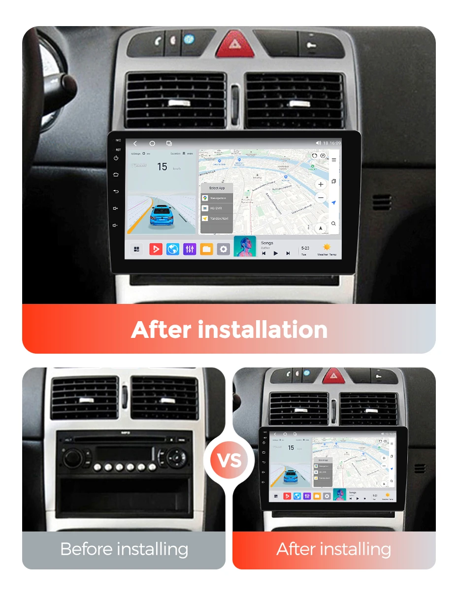 MEKEDE QLED Touchscreen Android Autoradio für Peugeot 307 307CC 307SW 2002-2013 Carplay Auto Multimedia Videoplayer 4G DSP GPS