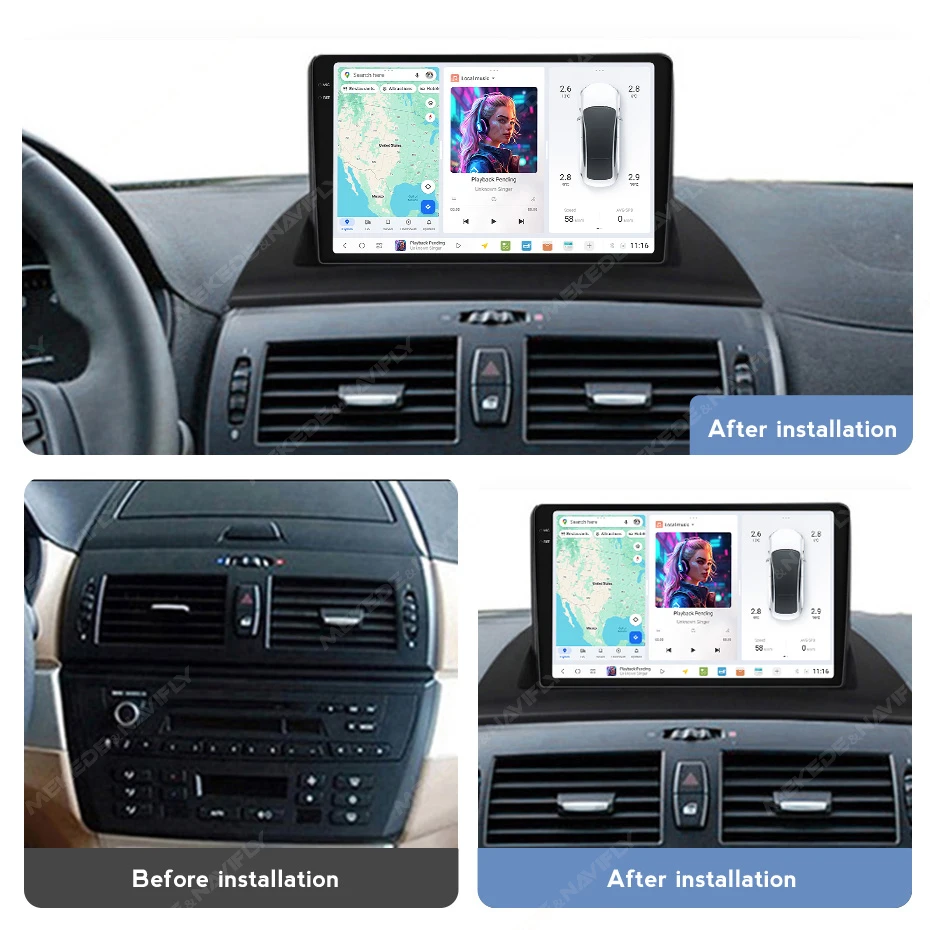 MEKEDE DUDU7 Android 13 Carplay Auto Radio Für BMW X3 E83 2004-2012 GPS Navigation 2Din 8 core 4G BT AI Stimme Multimedia Player