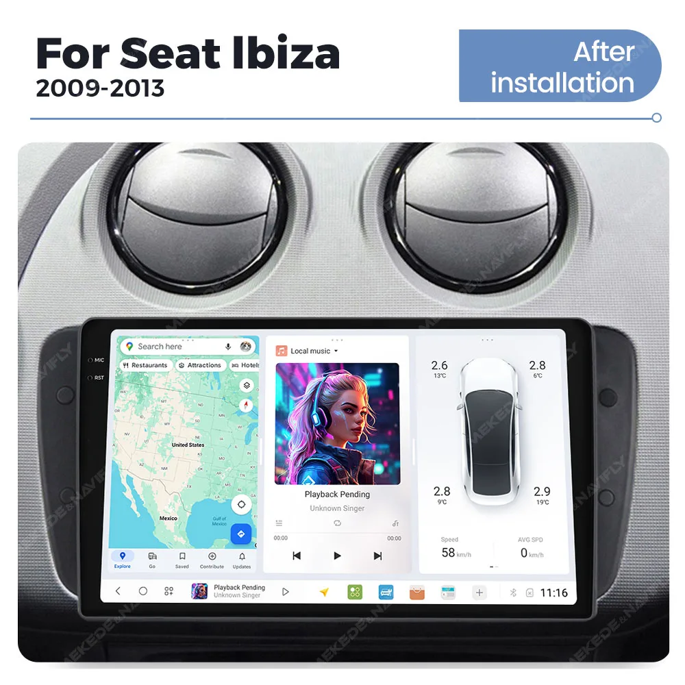DUDUAUTO Android 13 Auto Radio Für Seat Ibiza MK4 6J 2008-2015 Multimedia Player CarPlay Android Auto WIFI DSP RDS GPS Navi Audio