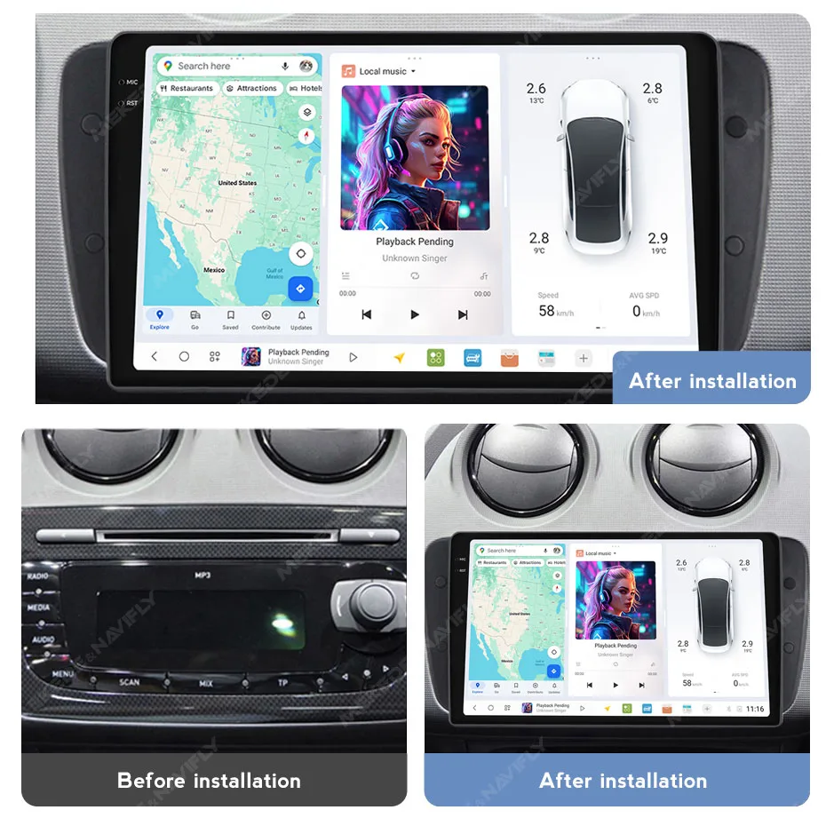 DUDUAUTO Android 13 Auto Radio Für Seat Ibiza MK4 6J 2008-2015 Multimedia Player CarPlay Android Auto WIFI DSP RDS GPS Navi Audio