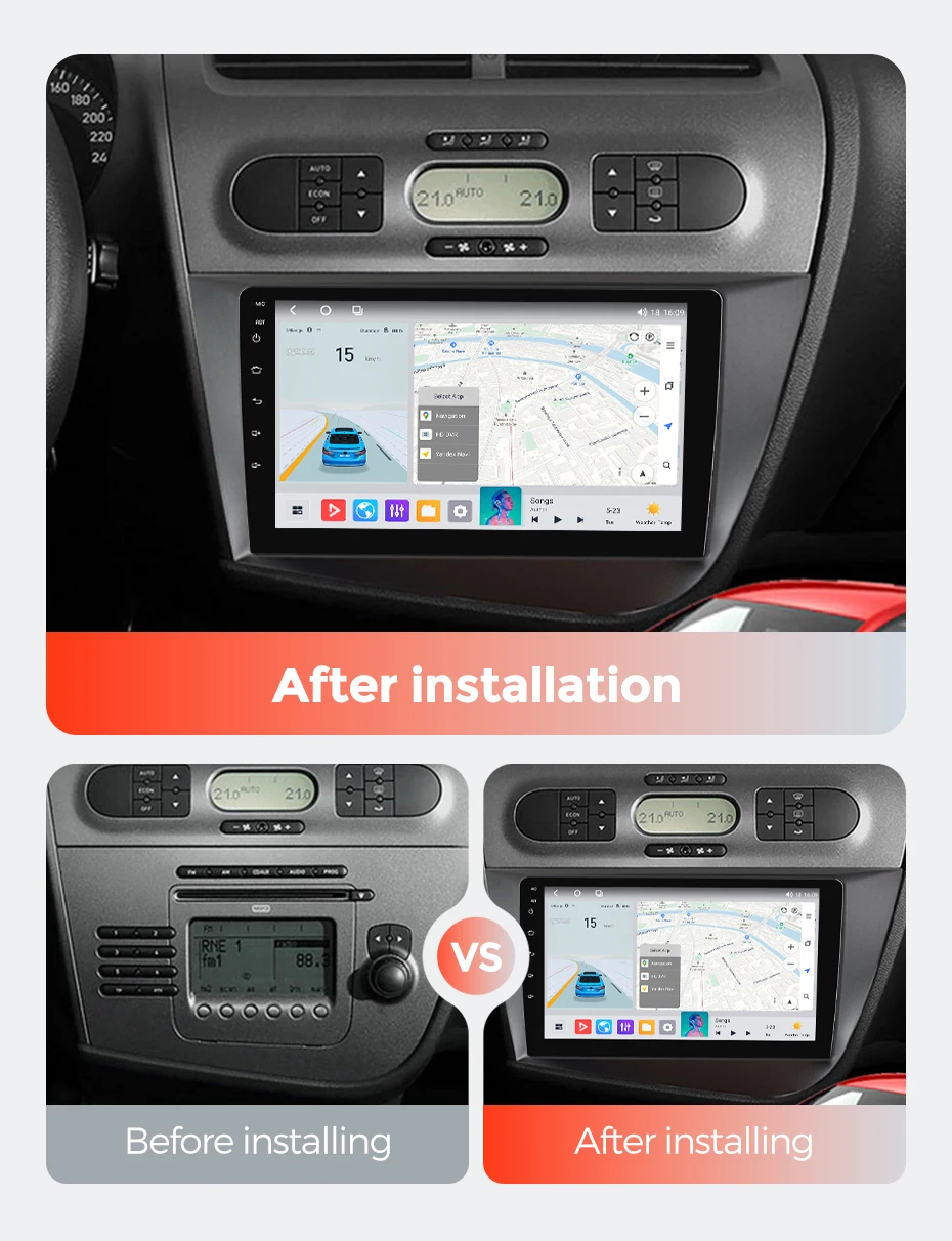 MEKEDE Android Intelligentes System Autoradio Wireless CarPlay Auto Für SEAT Leon 2 MK2 2005-2012 Multimedia Video Player DSP RDS