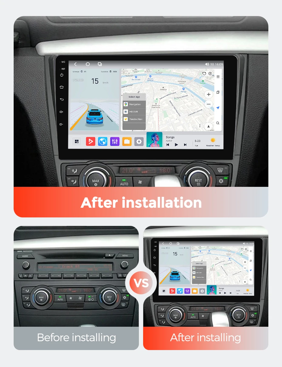 MEKEDE 8-Kern 256GB Android-System Kabelloses CarPlay Auto für BMW 1er Serie E87 E81 E82 E88 2004-2011 Autoradio Multimedia RDS DSP