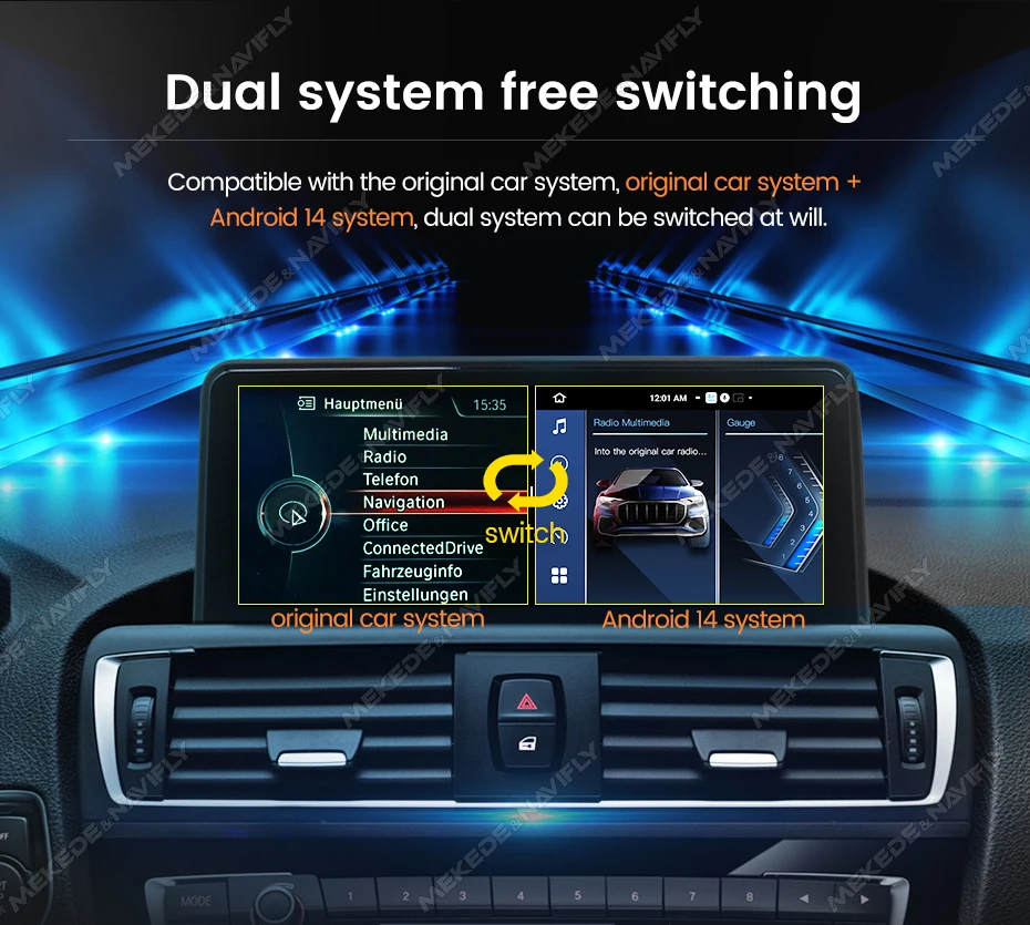 MEKEDE 12,3 Zoll 8 Core Android 14 Auto Auto Radio Für BMW 1 Serie F20 F21 2 serie F23 GPS Drahtlose Android Carplay Auto 4G DSP