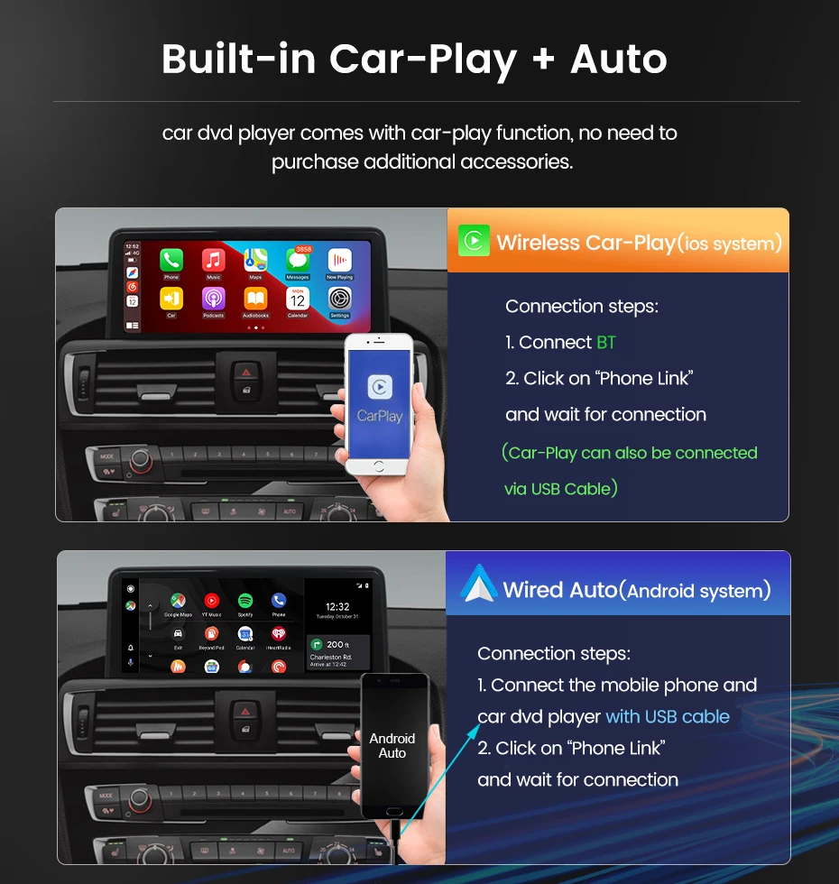 MEKEDE Android-System Autoradio Multimedia-Videoplayer für BMW 5er F10 F11 2011-2017 Kabelloses CarPlay Auto GPS DSP 4G LTE