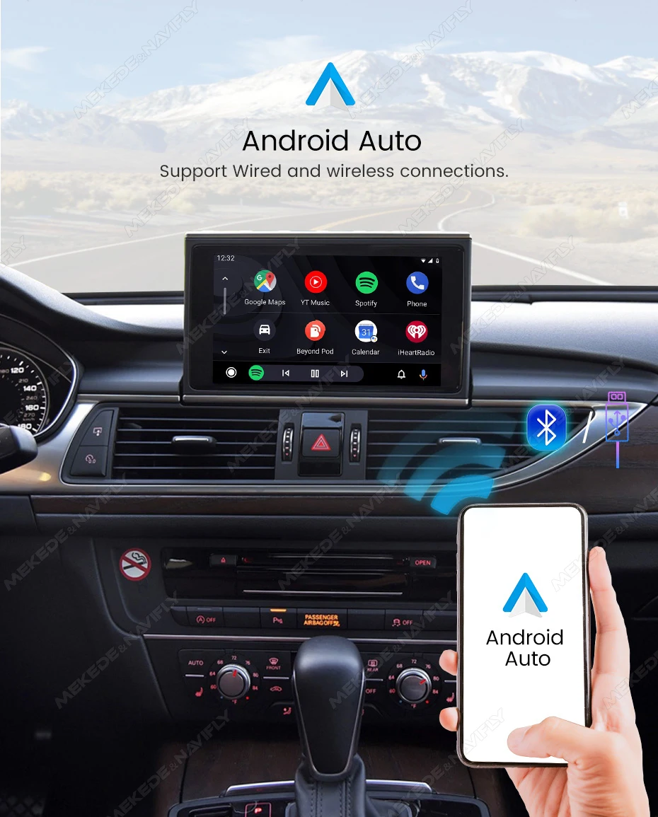 MEKEDE Drahtlose Carplay Android Auto Decoder Box Für Audi A6 A7 2012-2016 RMC System Unterstützung Spiegel Lin-k Navigation Video Spielen