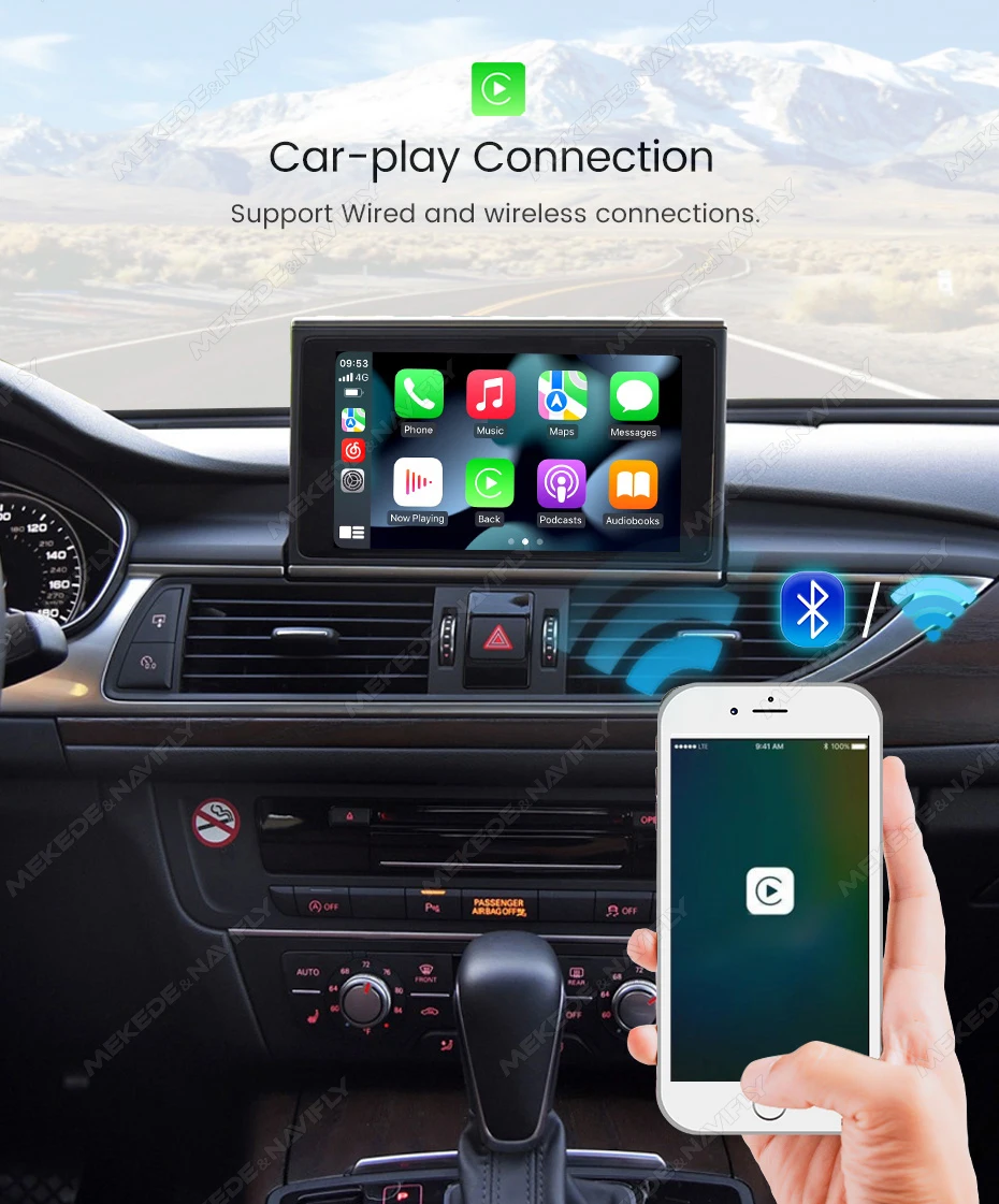 MEKEDE Drahtlose Carplay Android Auto Decoder Box Für Audi A6 A7 2012-2016 RMC System Unterstützung Spiegel Lin-k Navigation Video Spielen