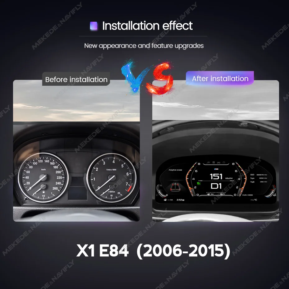 MEKEDE Auto LCD Dashboard Panel Für BMW X1 E84 2009-2015 Auto Digitale Instrument Display Tachometer Kraftstoff Gauge Kilometerstand display